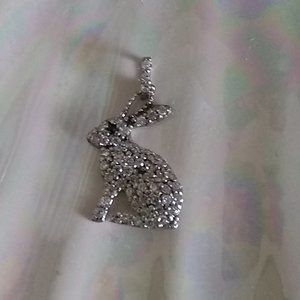 Sterling silver Rabbit Charm Pave CZ Sitting Bunny Pendant